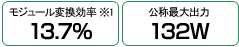 W[ϊ1 13.7%  ̍őo 132W